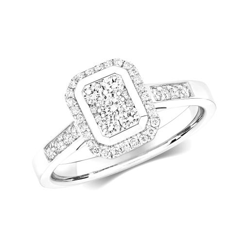 Pave Setting Round Radiance midway Engagement Rings