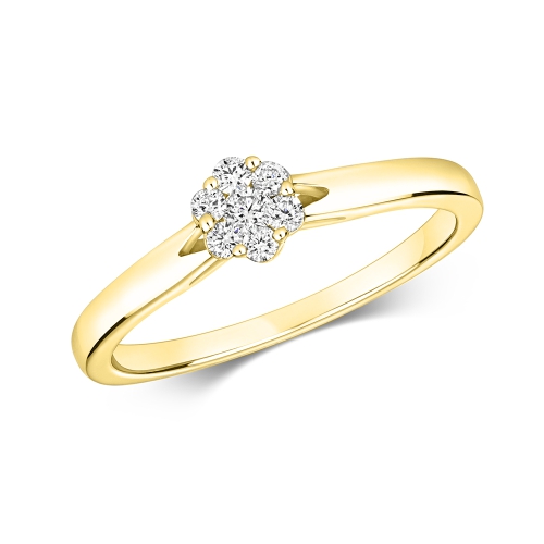 6 Prong Round Yellow Gold Celestial Engagement Rings