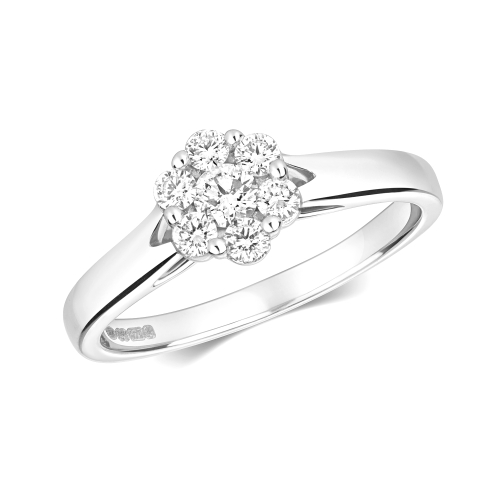 Buy 6 Prong Setting Round Diamond Cluster Ring - Abelini