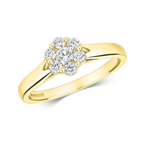 6 Prong Round Yellow Gold Echo Engagement Rings