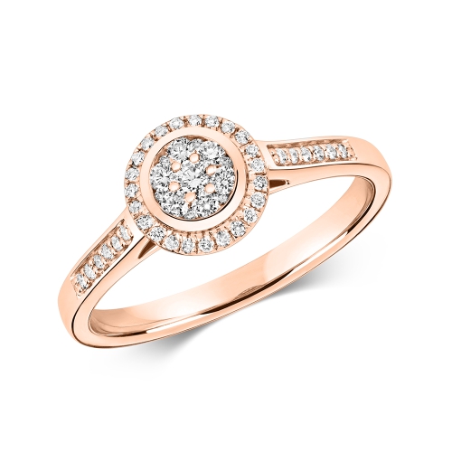 Pave Setting Round Rose Gold Silhouette Engagement Rings