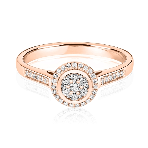 Pave Setting Round Rose Gold Silhouette Engagement Rings