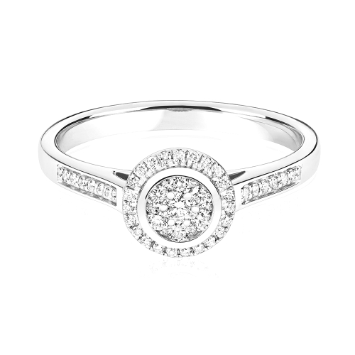 Pave Setting Round Silhouette Engagement Rings
