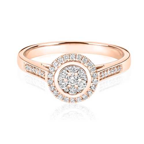 Pave Setting Round Rose Gold Mirage set Engagement Rings