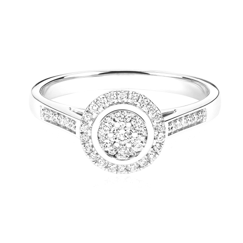 Pave Setting Round Mirage set Engagement Rings