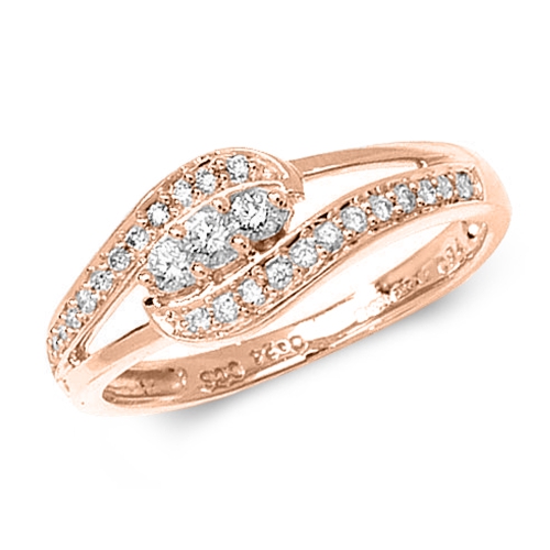 Pave Setting Round Rose Gold Mirageveil Engagement Rings