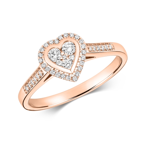 Pave Setting Round Rose Gold Resplendent Engagement Rings