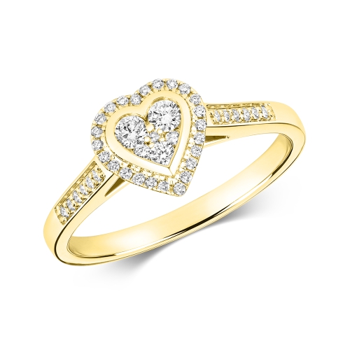 Pave Setting Round Yellow Gold Resplendent Engagement Rings