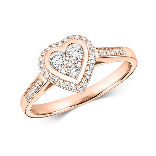 Pave Setting Round Rose Gold Shining Engagement Rings