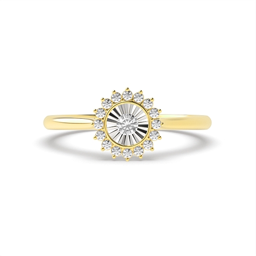 4 Prong Round Yellow Gold Nebulatouch Engagement Rings