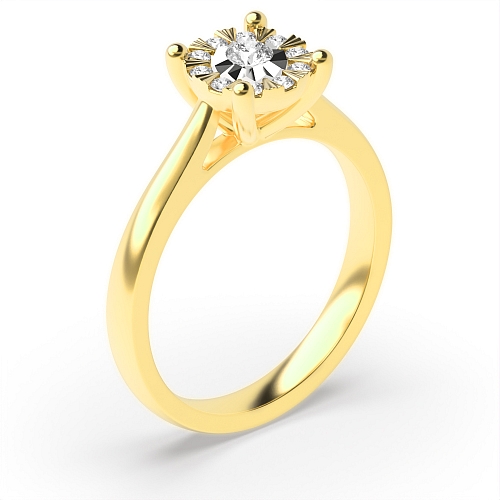 4 Prong Round Yellow Gold Dreamveil Engagement Rings