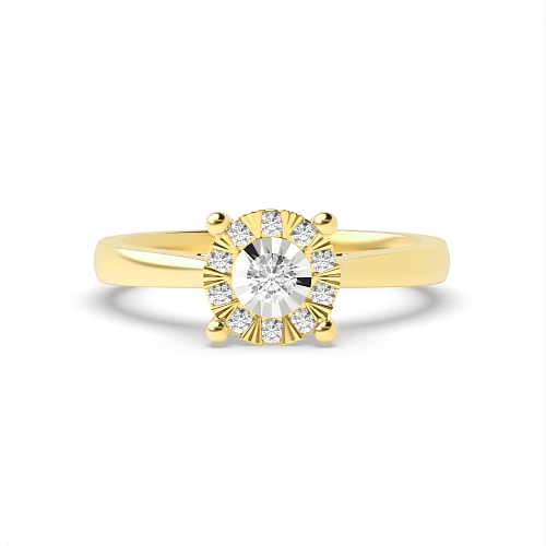 4 Prong Round Yellow Gold Dreamveil Engagement Rings