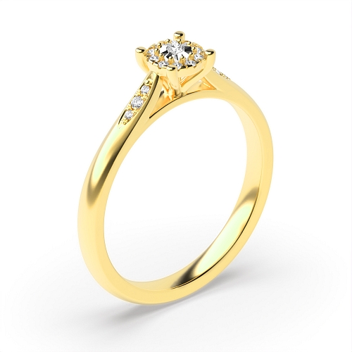 4 Prong Round Yellow Gold Vintage Engagement Rings