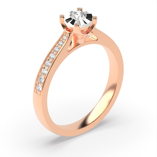 4 Prong Round Rose Gold Lavish Engagement Rings