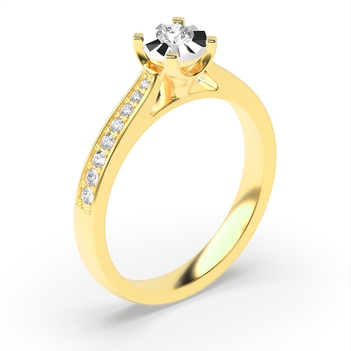 4 Prong Round Yellow Gold Lavish Engagement Rings