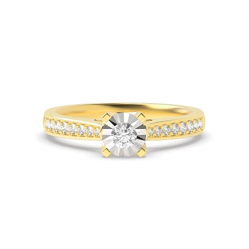 4 Prong Round Yellow Gold Lavish Engagement Rings