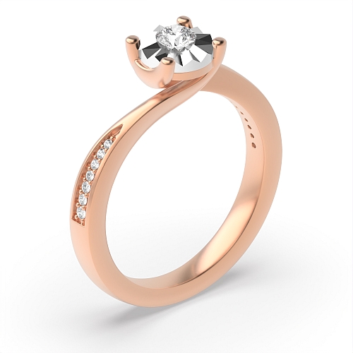 4 Prong Round Rose Gold Whisperfade Engagement Rings