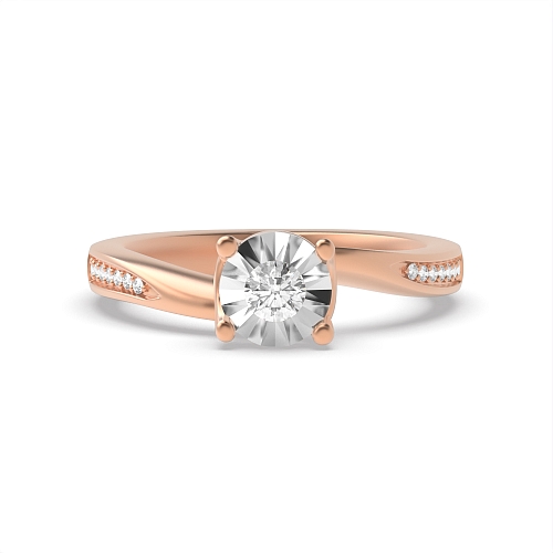 4 Prong Round Rose Gold Whisperfade Engagement Rings