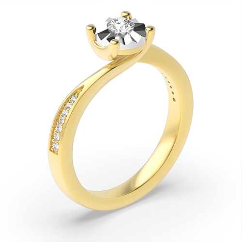 4 Prong Round Yellow Gold Whisperfade Engagement Rings