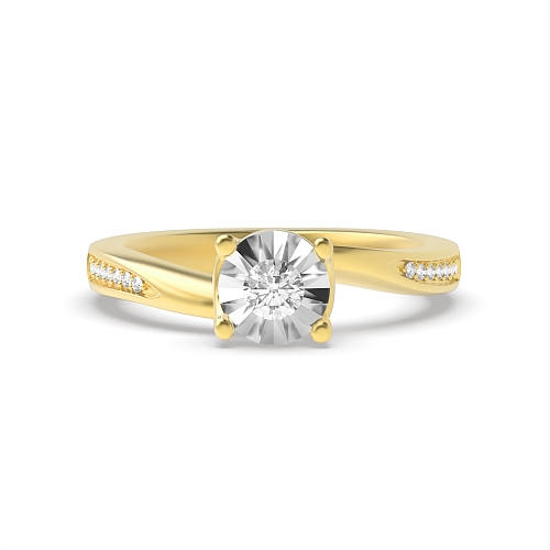 4 Prong Round Yellow Gold Whisperfade Engagement Rings