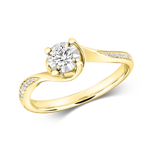 4 Prong Round Yellow Gold Silencesoft Engagement Rings