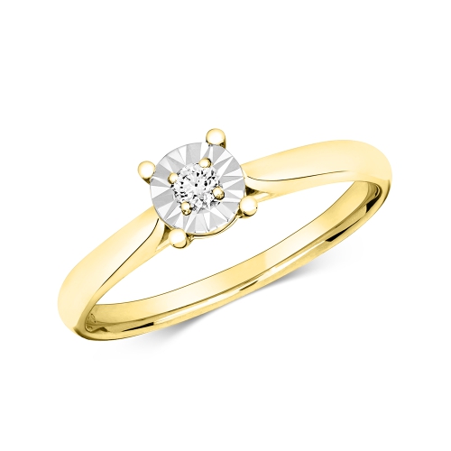 4 Prong Round Yellow Gold Echoquiet Engagement Rings
