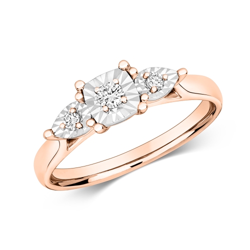 4 Prong Round Rose Gold Illusion mirage Engagement Rings