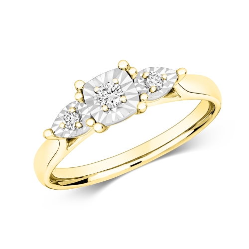 4 Prong Round Yellow Gold Illusion mirage Engagement Rings