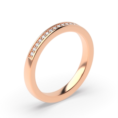 Pave Setting Round Rose Gold Halfwayshimmer Eternity Diamond Rings