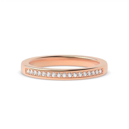 Pave Setting Round Rose Gold Halfwayshimmer Eternity Diamond Rings