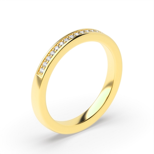Pave Setting Round Yellow Gold Halfwayshimmer Eternity Diamond Rings