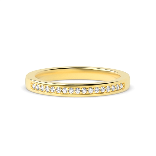 Pave Setting Round Yellow Gold Halfwayshimmer Eternity Diamond Rings