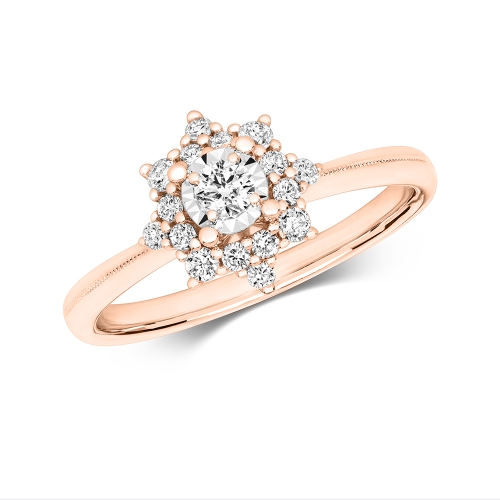 4 Prong Round Rose Gold Whisper halfway Engagement Rings
