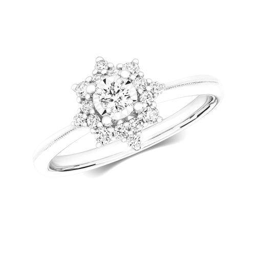 4 Prong Round Whisper halfway Moissanite Engagement Rings