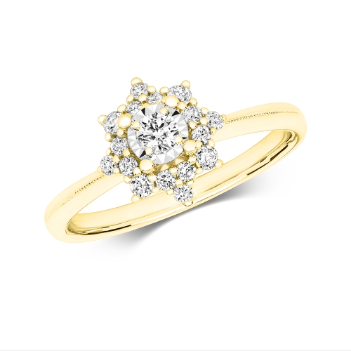 4 Prong Round Yellow Gold Whisper halfway Engagement Rings