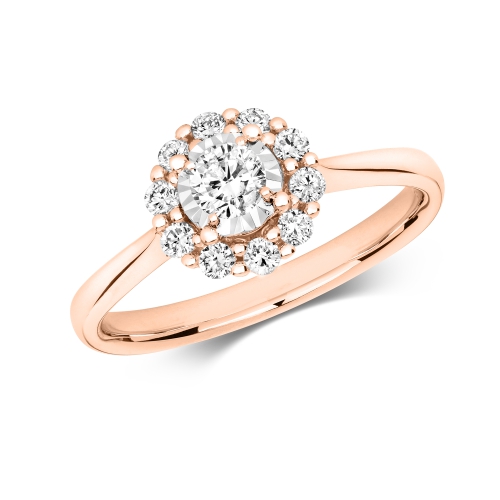 4 Prong Round Rose Gold Hush halfway Engagement Rings