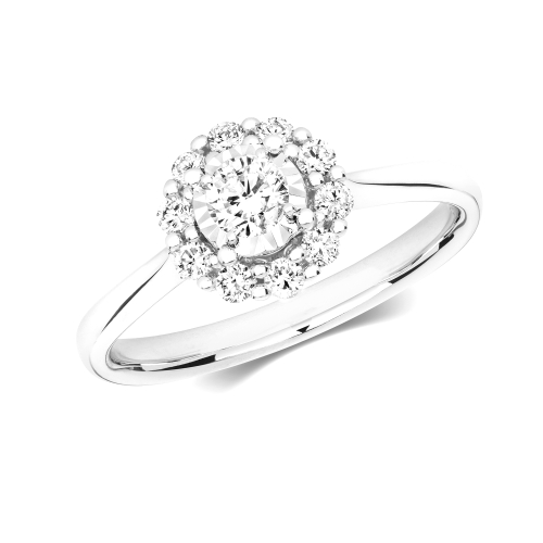 4 Prong Round Hush halfway Moissanite Engagement Rings