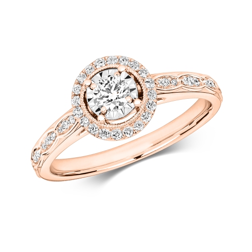 4 Prong Round Rose Gold Noble Engagement Rings