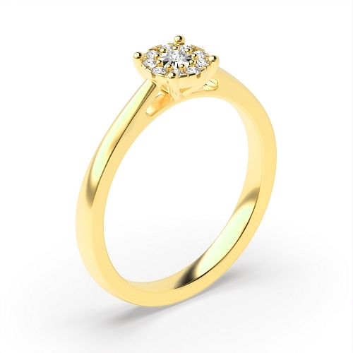 4 Prong Round Yellow Gold Illusion side at discounted price Engagement Rings