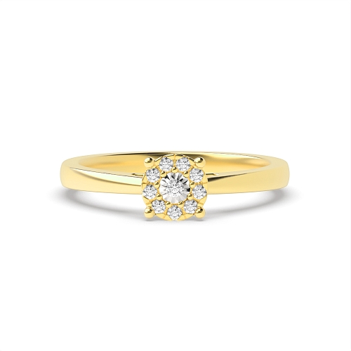 4 Prong Round Yellow Gold Illusion side at discounted price Engagement Rings