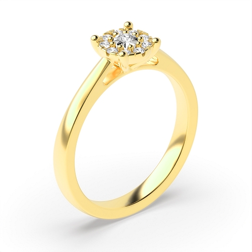 4 Prong Round Yellow Gold Illusion side store Engagement Rings