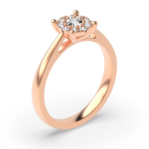 4 Prong Round Rose Gold Illusion halo Engagement Rings