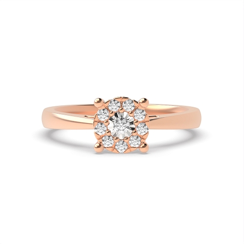 4 Prong Round Rose Gold Illusion halo Engagement Rings