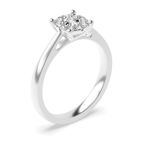 4 Prong Round Illusion halo Naturally Mined Diamond Engagement Rings