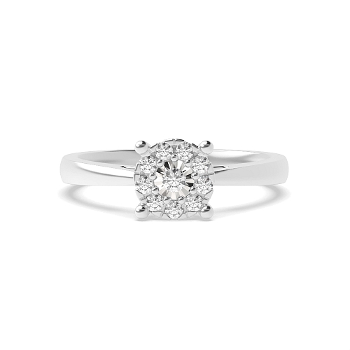 4 Prong Round Illusion halo Naturally Mined Diamond Engagement Rings