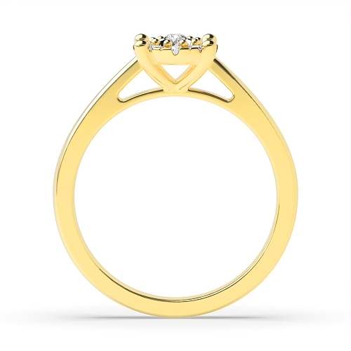 4 Prong Round Yellow Gold Illusion halo Engagement Rings