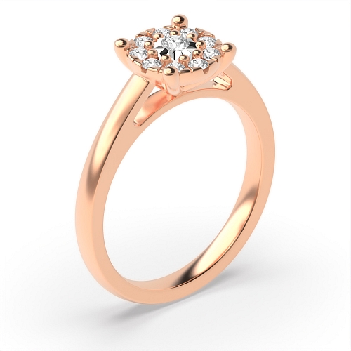 4 Prong Round Rose Gold Illusion round halo Engagement Rings