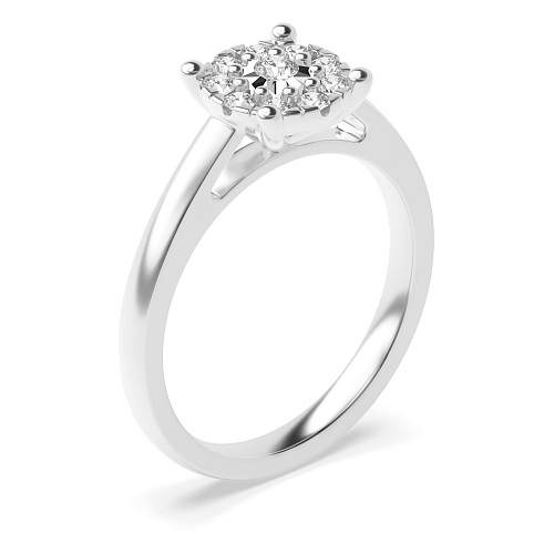 4 Prong Round Illusion round halo Naturally Mined Diamond Engagement Rings