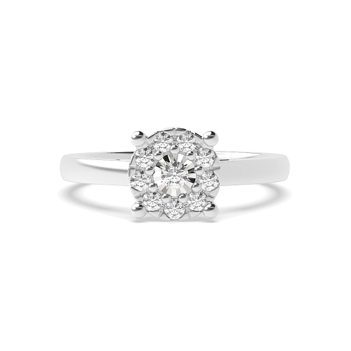 4 Prong Round Illusion round halo Naturally Mined Diamond Engagement Rings
