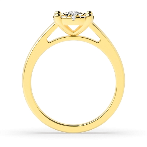 4 Prong Round Yellow Gold Illusion round halo Engagement Rings